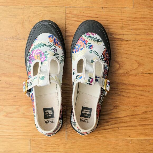 Vans Style 93 Mary Jane Shoes in Satin Floral US Men’s‎ 8 Women’s 9.5 Whitte - Picture 1 of 9